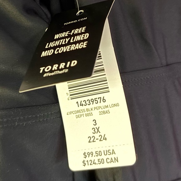 NWT Torrid Black Lattice Front Adjustable Strap Swim Dress Size 3 - Picture 5 of 5